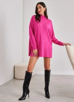 The Fashion Project Μπλούζα Oversized με ψηλή λαιμόκοψη - Φούξια -Κατάστημα TheFashionProject mplouza oversized me psili laimokopsi 107323 i0ko