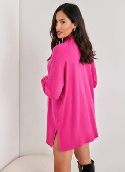 The Fashion Project Μπλούζα Oversized με ψηλή λαιμόκοψη - Φούξια -Κατάστημα TheFashionProject mplouza oversized me psili laimokopsi 107323 sao7