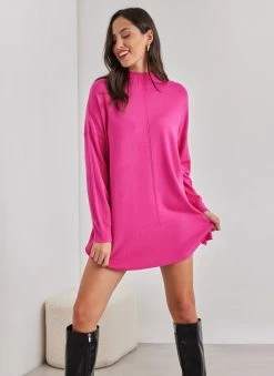 The Fashion Project Μπλούζα Oversized με ψηλή λαιμόκοψη - Φούξια
