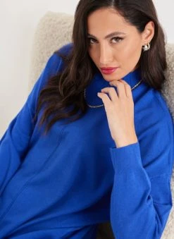 The Fashion Project Μπλούζα Oversized με ψηλή λαιμόκοψη - Μπλε -Κατάστημα TheFashionProject mplouza oversized me psili laimokopsi 107325 dpe3