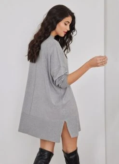 The Fashion Project Μπλούζα Oversized με ψηλή λαιμόκοψη - Γκρι -Κατάστημα TheFashionProject mplouza oversized me psili laimokopsi 107326 036x