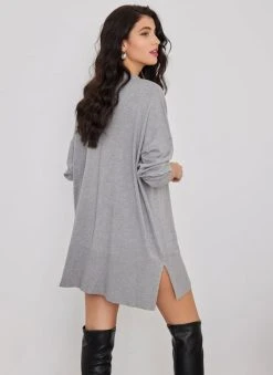 The Fashion Project Μπλούζα Oversized με ψηλή λαιμόκοψη - Γκρι -Κατάστημα TheFashionProject mplouza oversized me psili laimokopsi 107326 bgy9