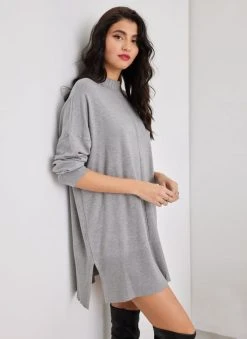 The Fashion Project Μπλούζα Oversized με ψηλή λαιμόκοψη - Γκρι