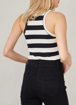 The Fashion Project Μπλούζα ριμπ αμάνικη με ρίγες - Λευκό/Μαύρο -Κατάστημα TheFashionProject mplouza rimp amaniki me riges 111608 9xxs