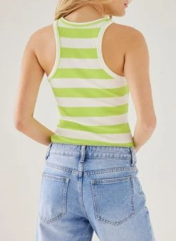 The Fashion Project Μπλούζα ριμπ αμάνικη με ρίγες - Lime -Κατάστημα TheFashionProject mplouza rimp amaniki me riges 111610 lm5n