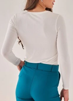 The Fashion Project Μπλούζα ριπ μακρυμάνικη - Λευκό -Κατάστημα TheFashionProject mplouza rimp makrumaniki 107638 270n