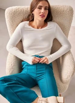 The Fashion Project Μπλούζα ριπ μακρυμάνικη - Λευκό