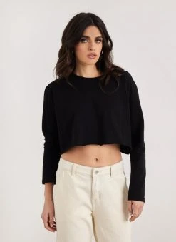 Noobass Μπλούζα βαμβακερή Cropped - Μαύρο -Κατάστημα TheFashionProject mplouza vamvakeri cropped 111113 hvaw