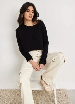 Noobass Μπλούζα βαμβακερή Cropped - Μαύρο -Κατάστημα TheFashionProject mplouza vamvakeri cropped 111113 tl9l