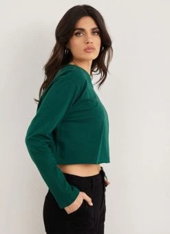 Noobass Μπλούζα βαμβακερή Cropped - Κυπαρισσί -Κατάστημα TheFashionProject mplouza vamvakeri cropped 111114 iknz