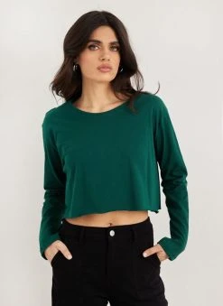 Noobass Μπλούζα βαμβακερή Cropped - Κυπαρισσί