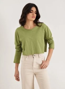 Noobass Μπλούζα βαμβακερή Cropped - Lime -Κατάστημα TheFashionProject mplouza vamvakeri cropped 111115 ct5k