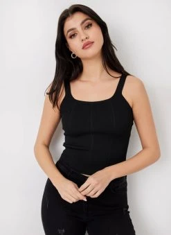 The Fashion Project Μπλούζε με καρέ λαιμόκοψη - Μαύρο