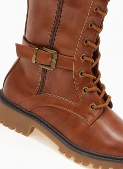 The Fashion Project Μπότες με κορδόνια και ζωνάκι - Ταμπά -Κατάστημα TheFashionProject mpotes biker me kordonia 107176 2o1b