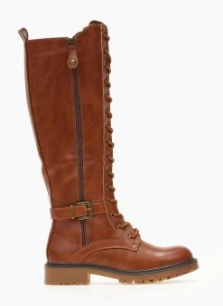 The Fashion Project Μπότες με κορδόνια και ζωνάκι - Ταμπά -Κατάστημα TheFashionProject mpotes biker me kordonia 107176 o4fl