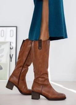 The Fashion Project Μπότες Casual με διχρωμία στο θηλάκι - Ταμπά