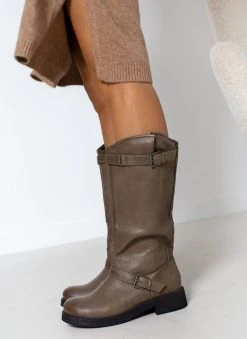 The Fashion Project Μπότες Casual με ζωνάκια - Χακί -Κατάστημα TheFashionProject mpotes casual me zwnakia 106250 rw1d