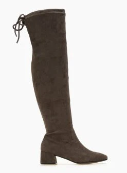 The Fashion Project Μπότες πάνω από το γόνατο Suede - Λαδί -Κατάστημα TheFashionProject mpotes casual suede panw apo to gonato 107295 ap82