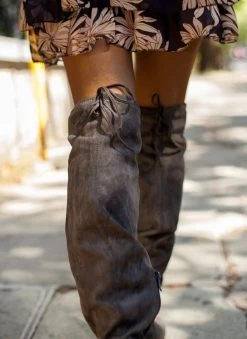 The Fashion Project Μπότες πάνω από το γόνατο Suede - Λαδί -Κατάστημα TheFashionProject mpotes casual suede panw apo to gonato 107295 ciot