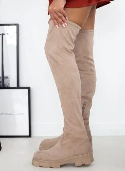 The Fashion Project Μπότες Chunky πάνω από το γόνατο - Μπεζ -Κατάστημα TheFashionProject mpotes chunky panw apo to gonato 109190 5zdd
