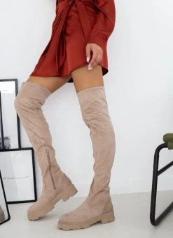 The Fashion Project Μπότες Chunky πάνω από το γόνατο - Μπεζ -Κατάστημα TheFashionProject mpotes chunky panw apo to gonato 109190 knfm