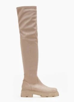 The Fashion Project Μπότες Chunky πάνω από το γόνατο - Μπεζ -Κατάστημα TheFashionProject mpotes chunky panw apo to gonato 109190 pziy