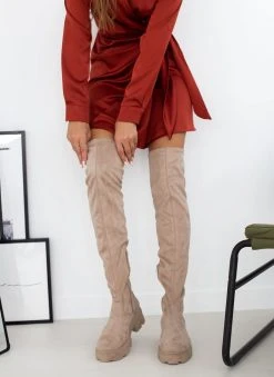 The Fashion Project Μπότες Chunky πάνω από το γόνατο - Μπεζ