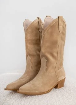 The Fashion Project Μπότες Cowboy καστόρινες με σχέδιο - Μπεζ -Κατάστημα TheFashionProject mpotes cowboy kastorines me sxedio 109776 bxwh