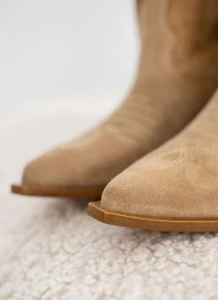 The Fashion Project Μπότες Cowboy καστόρινες με σχέδιο - Μπεζ -Κατάστημα TheFashionProject mpotes cowboy kastorines me sxedio 109776 e16h