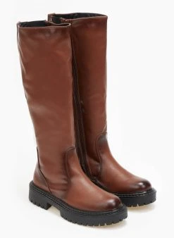 The Fashion Project Μπότες με λάστιχο στα πλάι - Καφέ -Κατάστημα TheFashionProject mpotes flat me elastiko tmima 109446 li6m