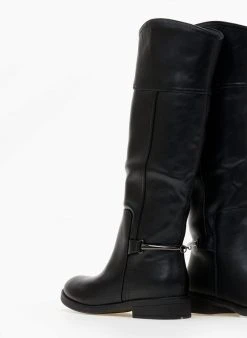 The Fashion Project Μπότες ιππασίας με μεταλλικό διακοσμητικό - Μαύρο -Κατάστημα TheFashionProject mpotes flat me metalliko diakosmitiko stoixeio 106252 kkn3