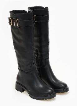 The Fashion Project Μπότες φλατ με ζωνάκι - Μαύρο -Κατάστημα TheFashionProject mpotes flat me zwnaki 108884 enbj