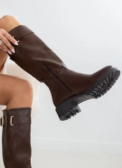 The Fashion Project Μπότες φλατ με ζωνάκι - Καφέ -Κατάστημα TheFashionProject mpotes flat me zwnaki 108886 6zdr