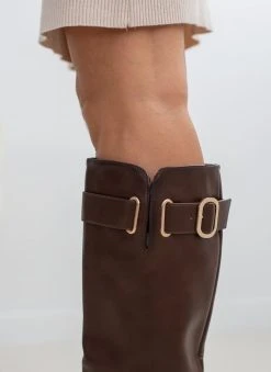 The Fashion Project Μπότες φλατ με ζωνάκι - Καφέ -Κατάστημα TheFashionProject mpotes flat me zwnaki 108886 l6ms