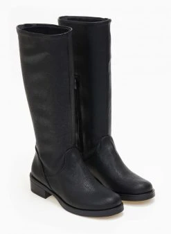 The Fashion Project Μπότες φλατ σε στρογγυλή γραμμή - Μαύρο -Κατάστημα TheFashionProject mpotes flat se strogguli grammi 108948 h658