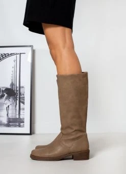 The Fashion Project Μπότες φλατ σε στρογγυλή γραμμή - Τάουπε -Κατάστημα TheFashionProject mpotes flat se strogguli grammi 108949 xkv0