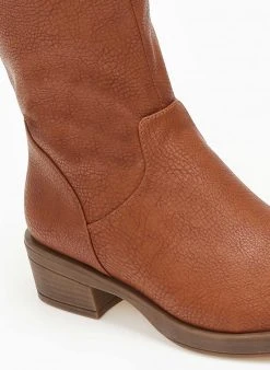 The Fashion Project Μπότες φλατ σε στρογγυλή γραμμή - Ταμπά -Κατάστημα TheFashionProject mpotes flat se strogguli grammi 109038 77op