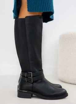 The Fashion Project Μπότες ιππασίας με διπλό ζωνάκι - Μαύρο