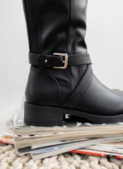 The Fashion Project Μπότες ιππασίας με χιαστί ζωνάκι - Μαύρο -Κατάστημα TheFashionProject mpotes ippasias me xiasti zwnaki 109955 06gk