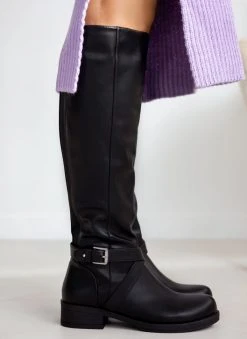 The Fashion Project Μπότες ιππασίας με χιαστί ζωνάκι - Μαύρο -Κατάστημα TheFashionProject mpotes ippasias me xiasti zwnaki 109955 8r1p