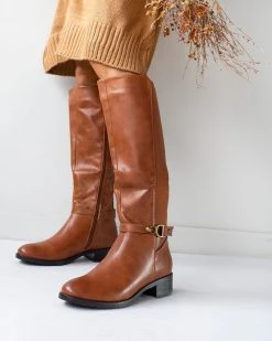 The Fashion Project Μπότες ιππασίας με ζωνάκι και λάστιχο - Ταμπά -Κατάστημα TheFashionProject mpotes ippasias me zwnaki kai lastixo 97549 5t46