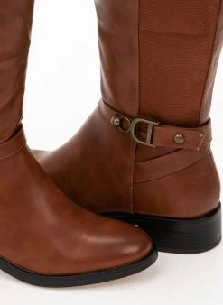 The Fashion Project Μπότες ιππασίας με ζωνάκι και λάστιχο - Ταμπά -Κατάστημα TheFashionProject mpotes ippasias me zwnaki kai lastixo 97549 g9oa