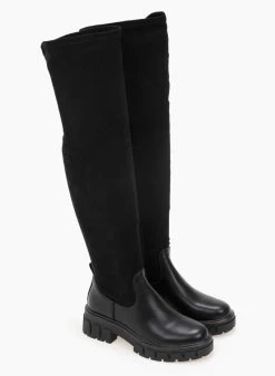 The Fashion Project Μπότες πάνω από το γόνατο με Chunky σόλα - Μαύρο -Κατάστημα TheFashionProject mpotes isies panw apo to gonato 98359 5bwk