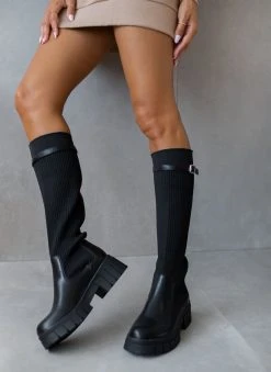 The Fashion Project Μπότες κάλτσα με ζωνάκι - Μαύρο -Κατάστημα TheFashionProject mpotes kaltsa me zwnaki 106653 fvw7