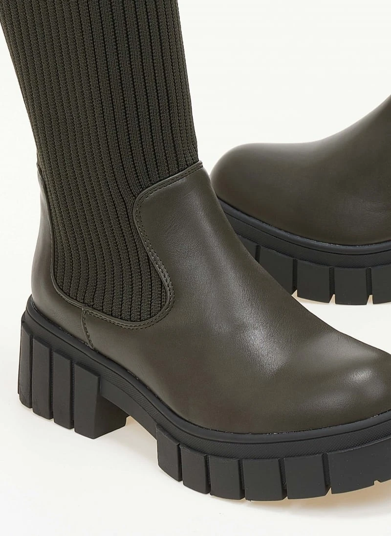 The Fashion Project Μπότες κάλτσα με ζωνάκι - Λαδί 7 The Fashion Project Μπότες κάλτσα με ζωνάκι - Λαδί - Image 5