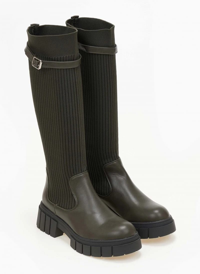 The Fashion Project Μπότες κάλτσα με ζωνάκι - Λαδί 5 The Fashion Project Μπότες κάλτσα με ζωνάκι - Λαδί - Image 3