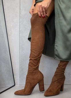 The Fashion Project Μπότες κάλτσα μυτερές - Καφέ -Κατάστημα TheFashionProject mpotes kaltsa muteres 108877 bmkt