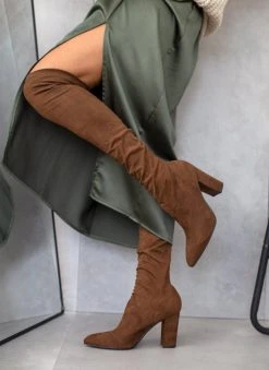 The Fashion Project Μπότες κάλτσα μυτερές - Καφέ -Κατάστημα TheFashionProject mpotes kaltsa muteres 108877 mxbr