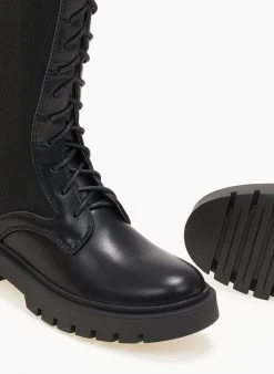 The Fashion Project Μπότες κάλτσα με κορδόνια - Μαύρο -Κατάστημα TheFashionProject mpotes me elastiki gampa 105820 cdry