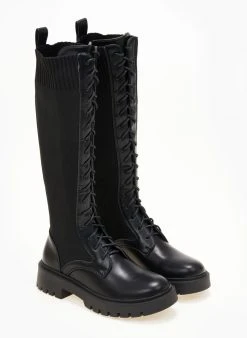 The Fashion Project Μπότες κάλτσα με κορδόνια - Μαύρο -Κατάστημα TheFashionProject mpotes me elastiki gampa 105820 pokz